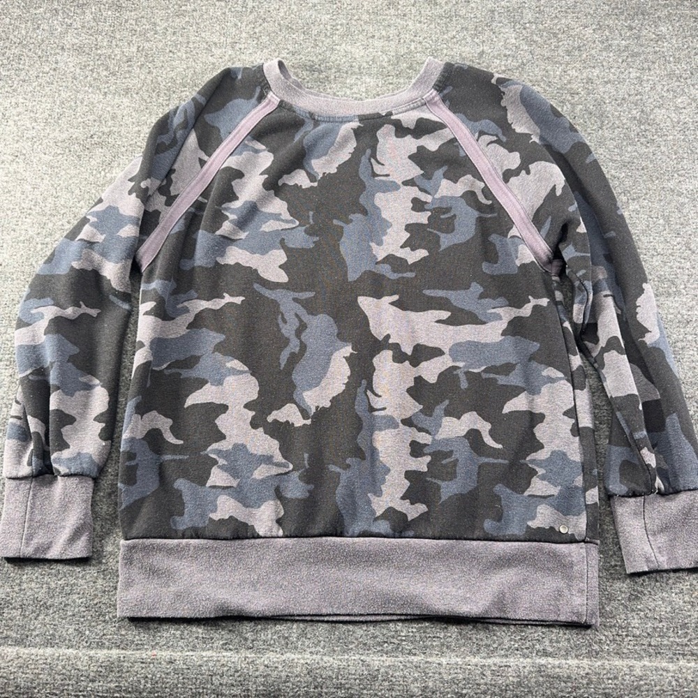 Prana Camo Raglan Sweatshirt Blue Grey Camouflage Pullover Medium